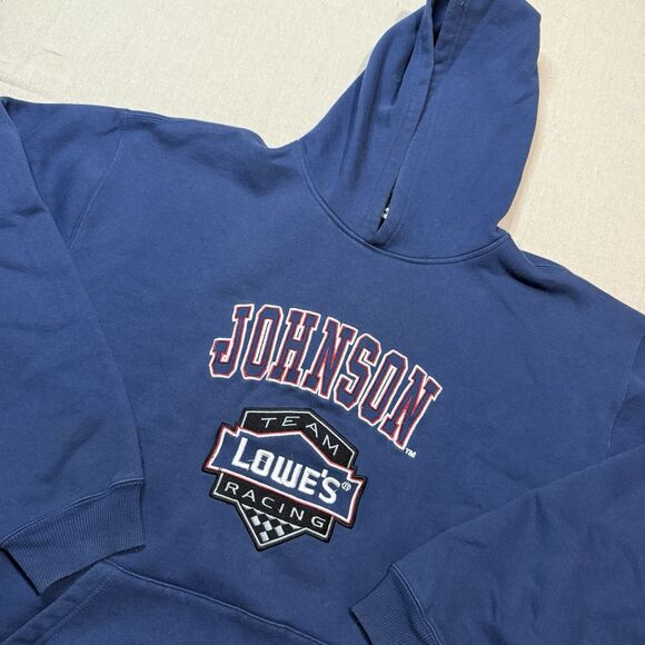 Vintage Nascar Lowes Jimmy Johnson Racing Blue Polyester Mens Pullover AP Action - Picture 1 of 6